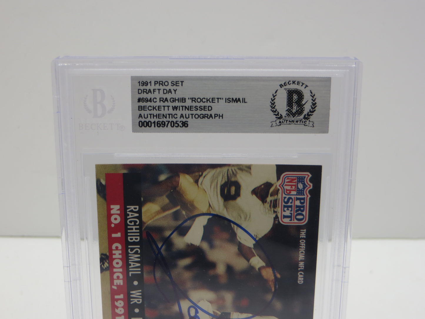 1991 PRO SET DRAFT DAY #694C RAGHIB "ROCKET" ISMAIL BGS AUTO