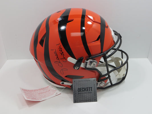 JA'MARR CHASE SIGNED CINCINNATI BENGALS SPEEDFLEX FULL SIZE HELMET w/INSC BAS