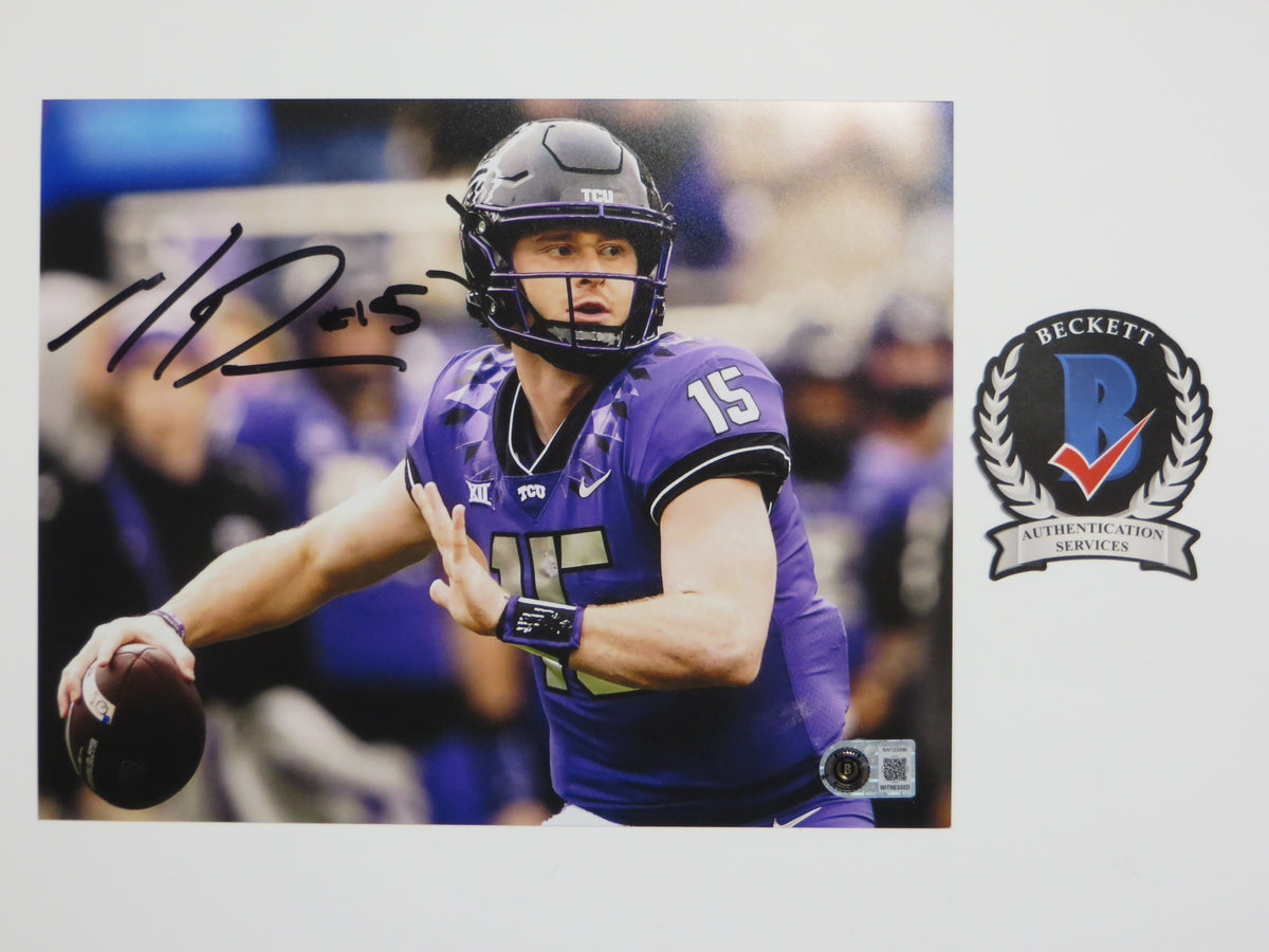 MAX DUGGAN TCU HORNED FROGS SIGNED Purple Jersey 8x10 PHOTO BAS
