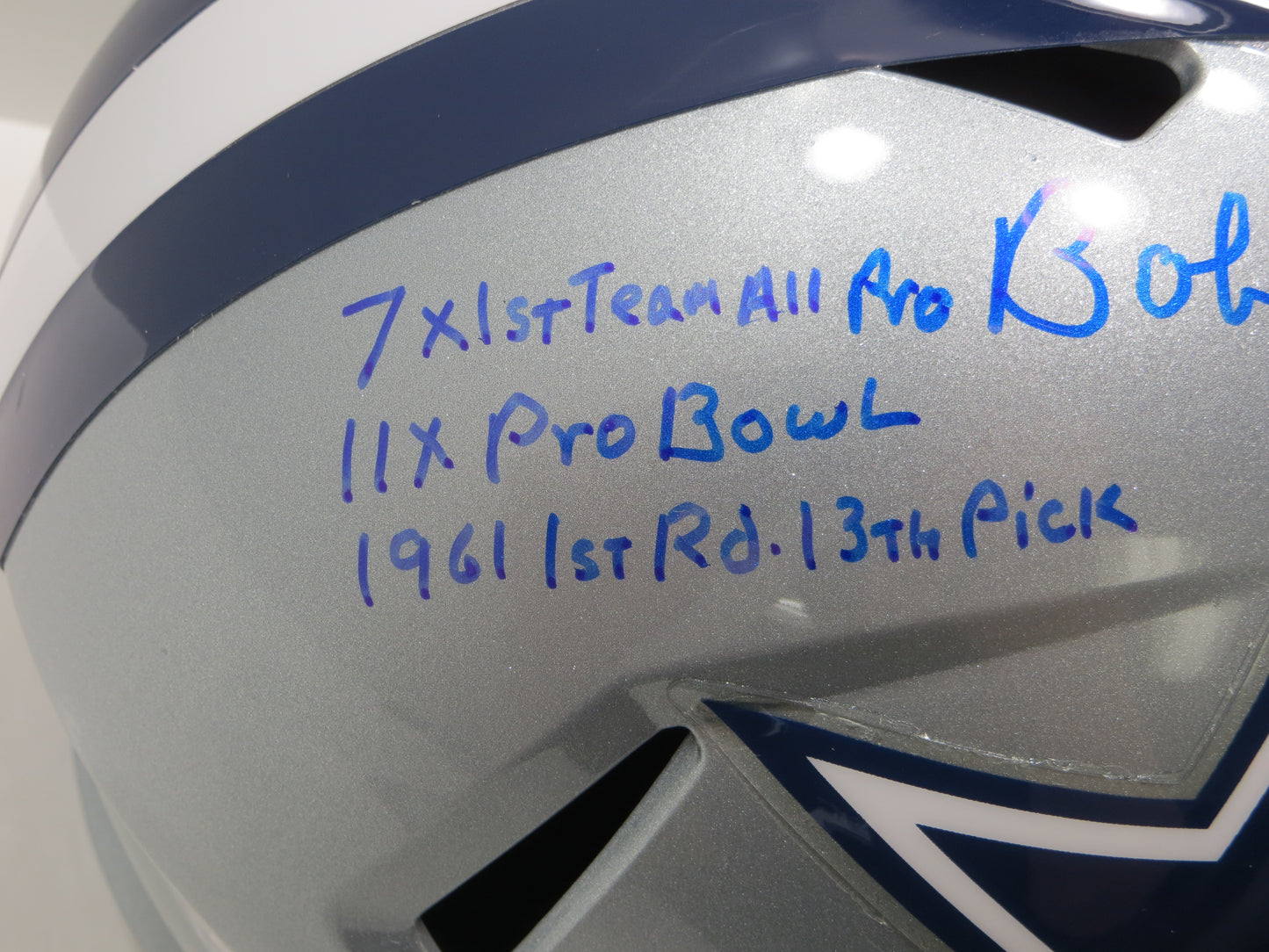 BOB LILLY SIGNED DALLAS COWBOYS RIDDELL FULL SIZE HELMET w/8 INSCs JSA COA