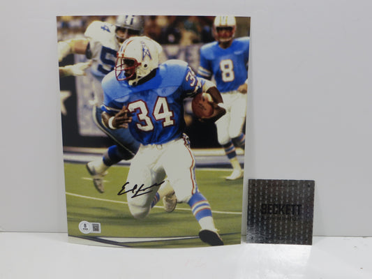 EARL CAMPBELL HOUSTON OILERS SIGNED 8x10 PHOTO LuvYaBlue BAS COA