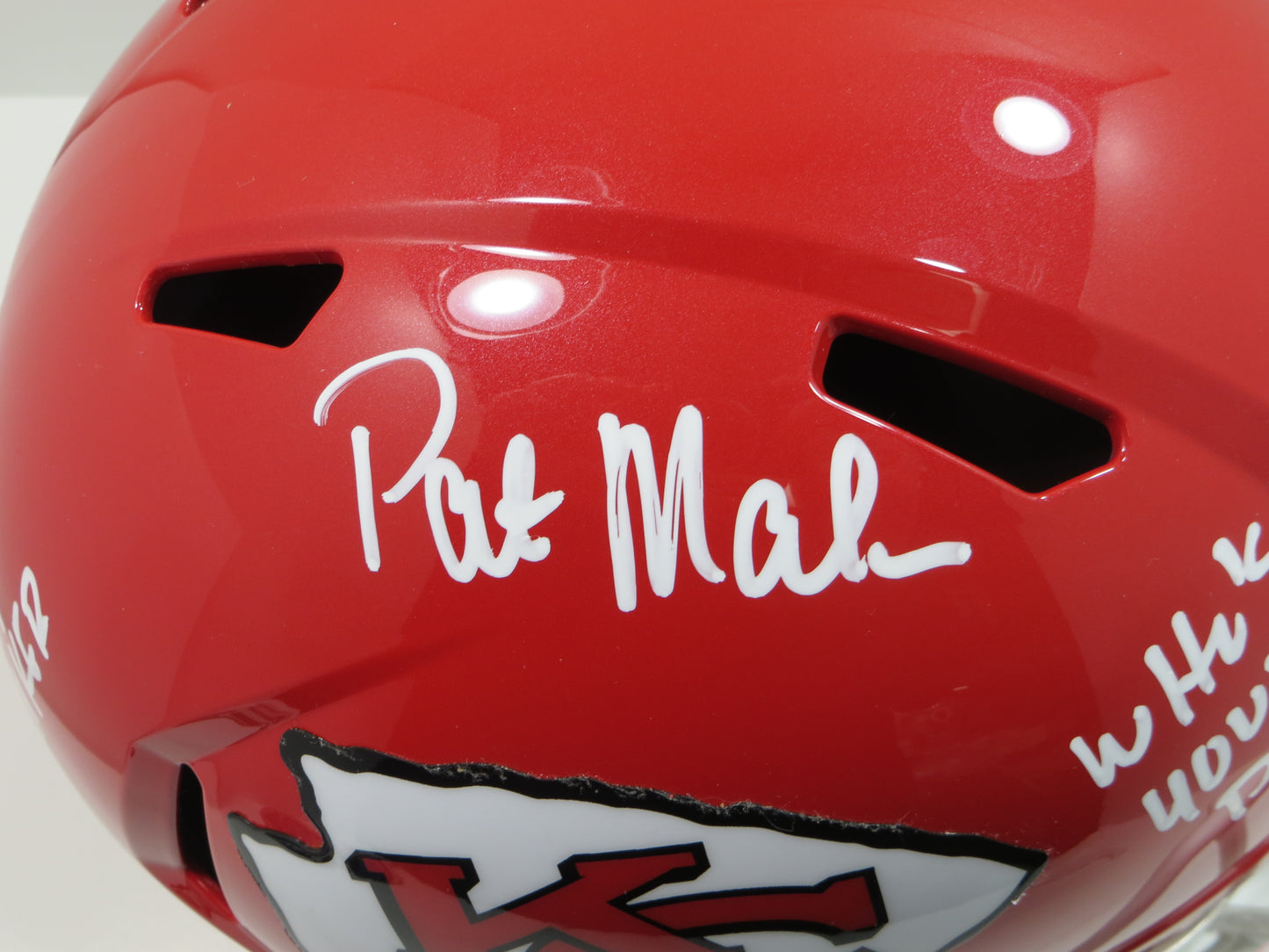 PAT MAHOMES SR. SIGNED Fullsize KANSAS CITY CHIEFS HELMET w/WhosYourDaddy BAS
