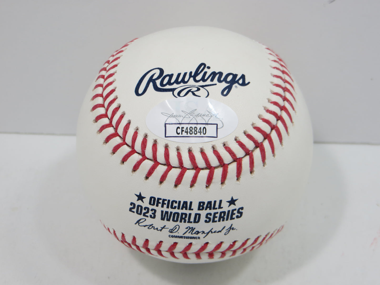 BRUCE BOCHY SIGNED Rawlings 2023 World Series BASEBALL w/INSC Texas Rangers JSA