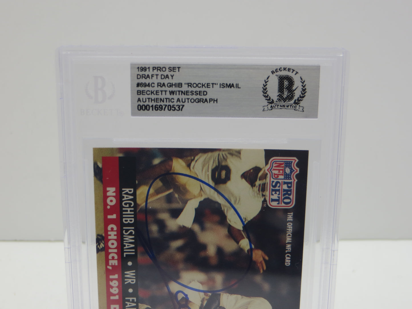 1991 PRO SET DRAFT DAY #694C RAGHIB "ROCKET" ISMAIL BGS AUTO