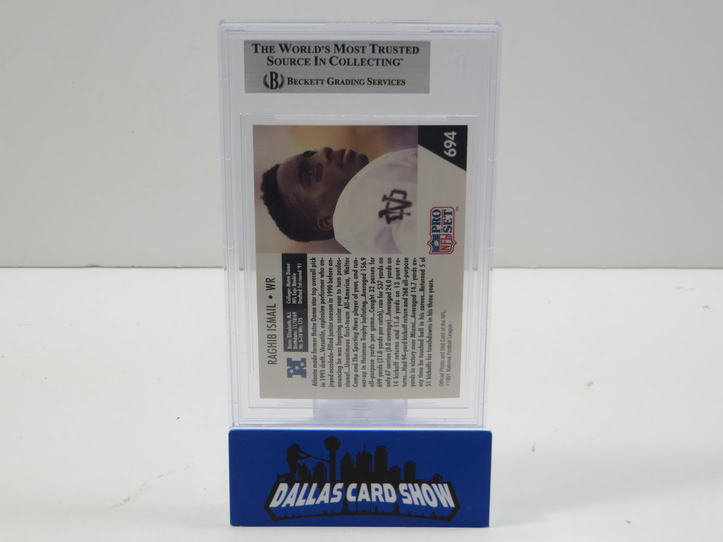 1991 PRO SET DRAFT DAY #694C RAGHIB "ROCKET" ISMAIL BGS AUTO