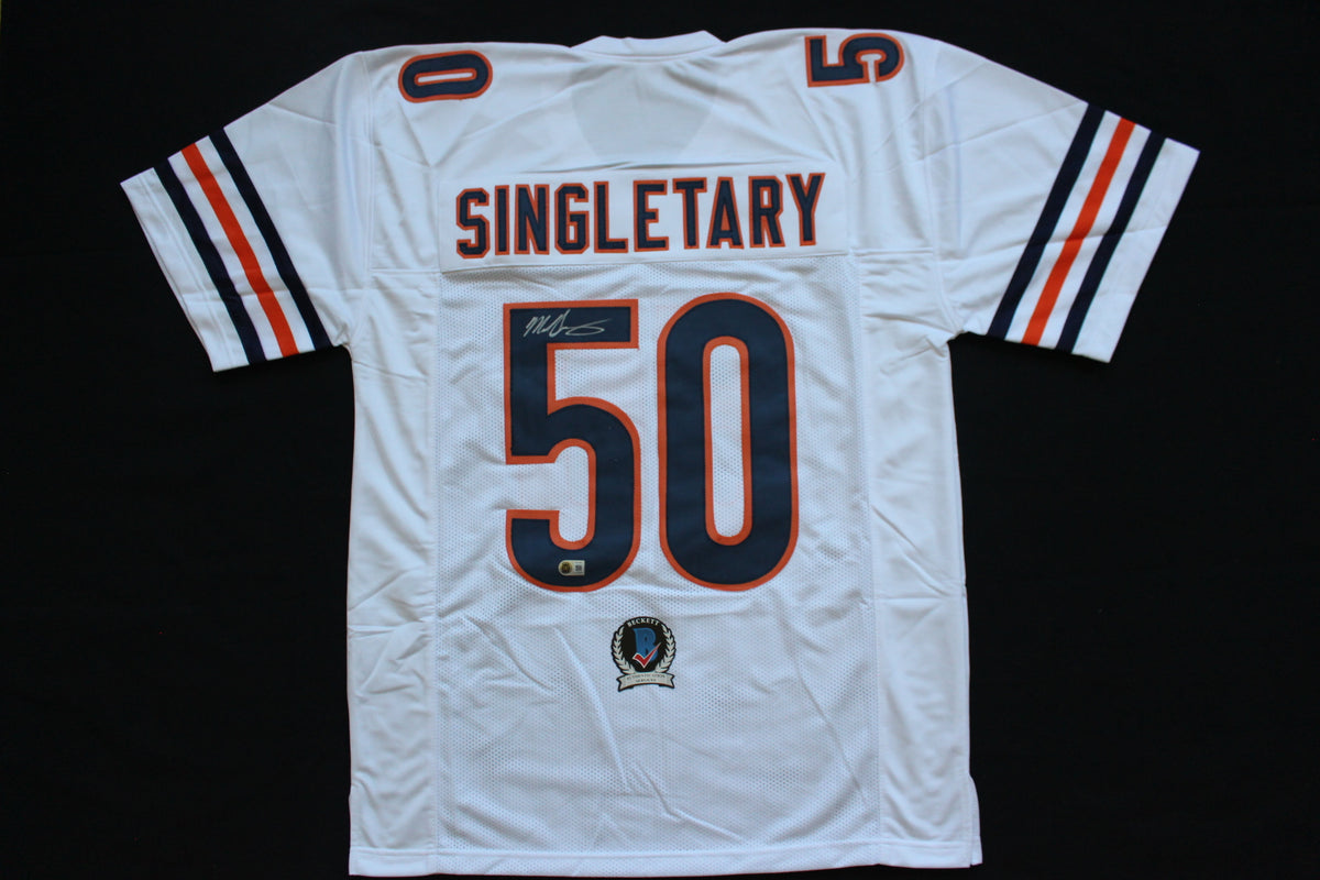 MIKE SINGLETARY CHICAGO BEARS SIGNED WHITE JERSEY Baylor Bears BAS COA