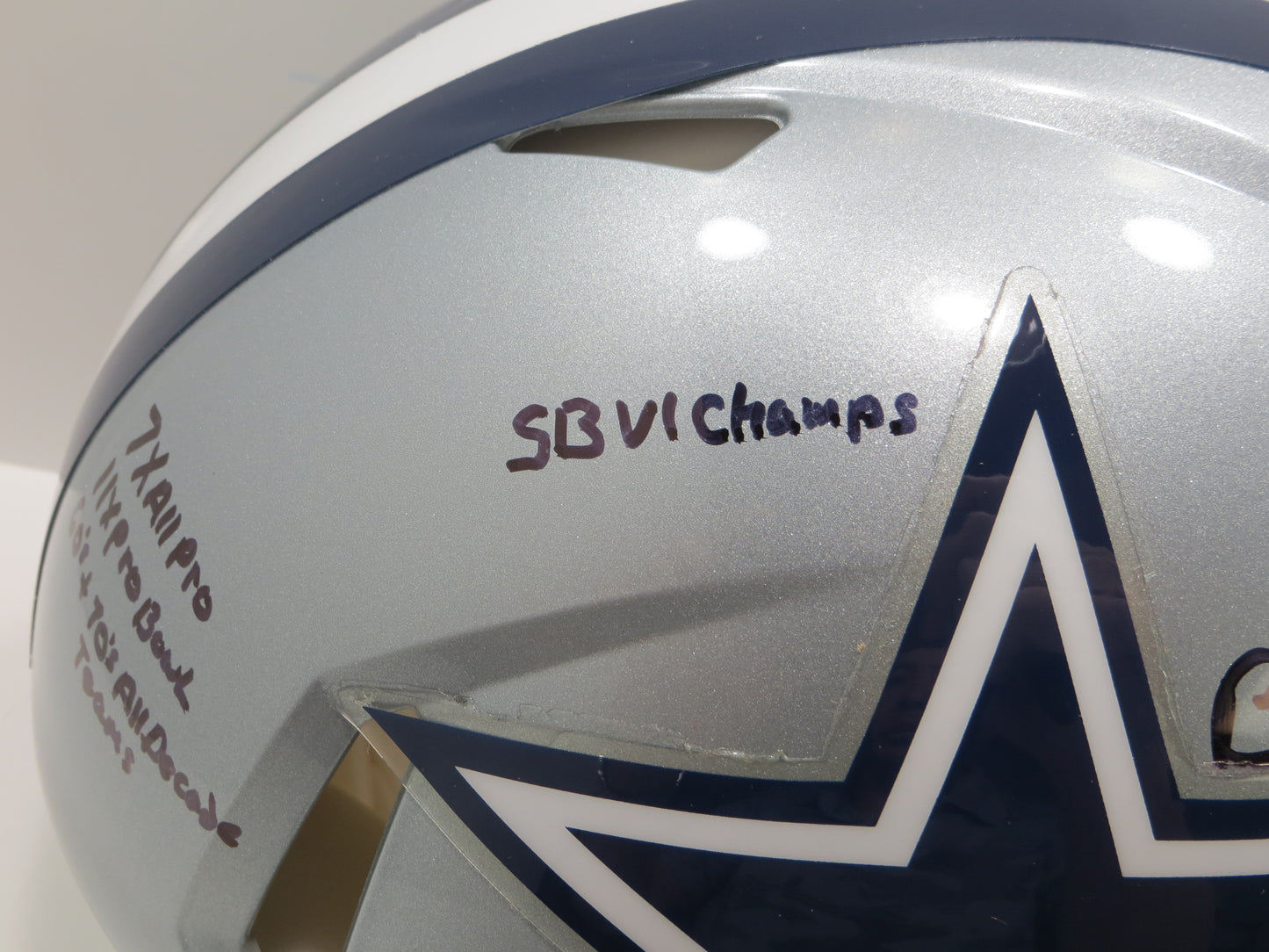 BOB LILLY SIGNED DALLAS COWBOYS RIDDELL FULL SIZE Authentic HELMET w10STATS BAS