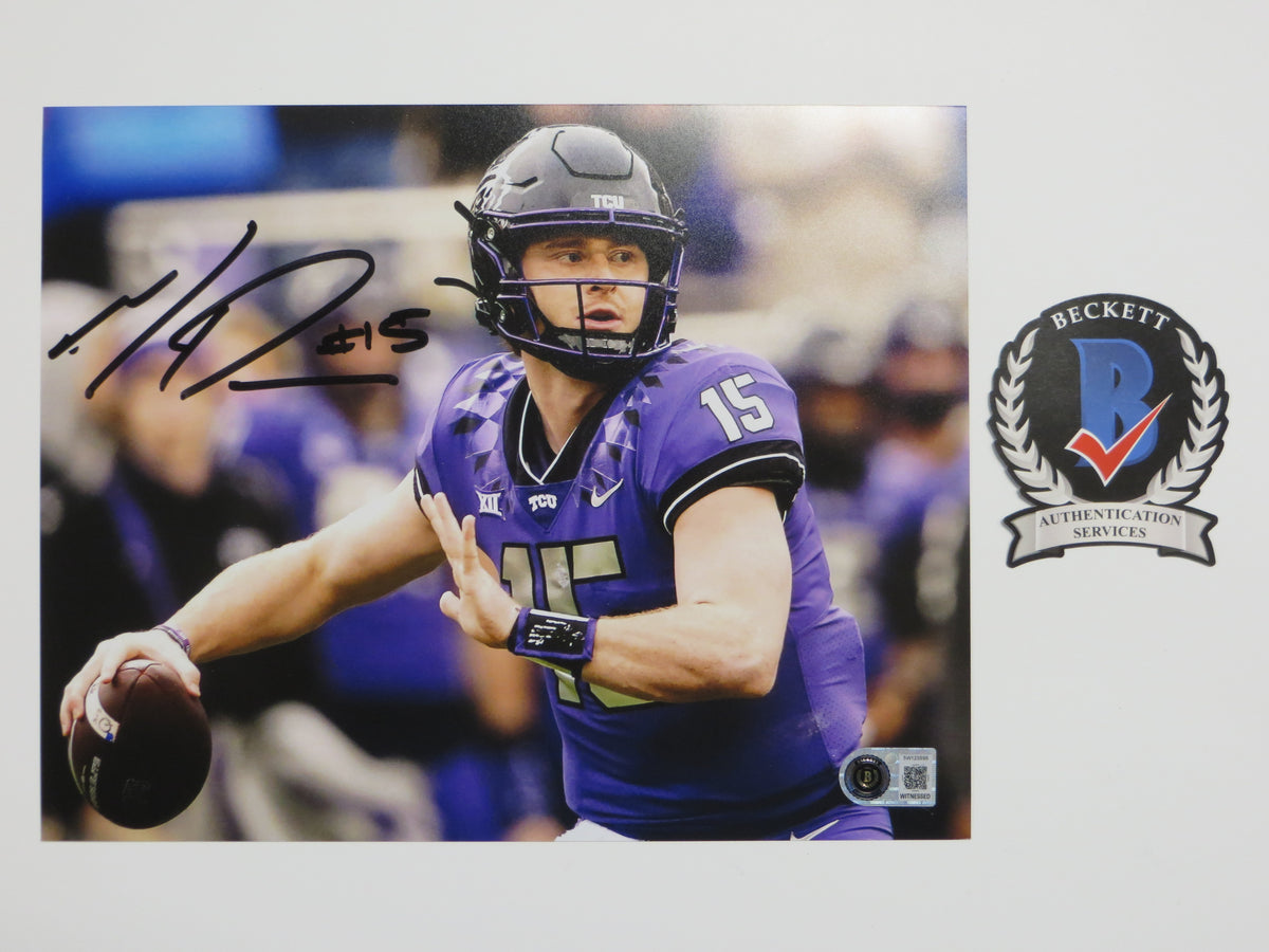 MAX DUGGAN TCU HORNED FROGS SIGNED Purple Jersey 8x10 PHOTO BAS