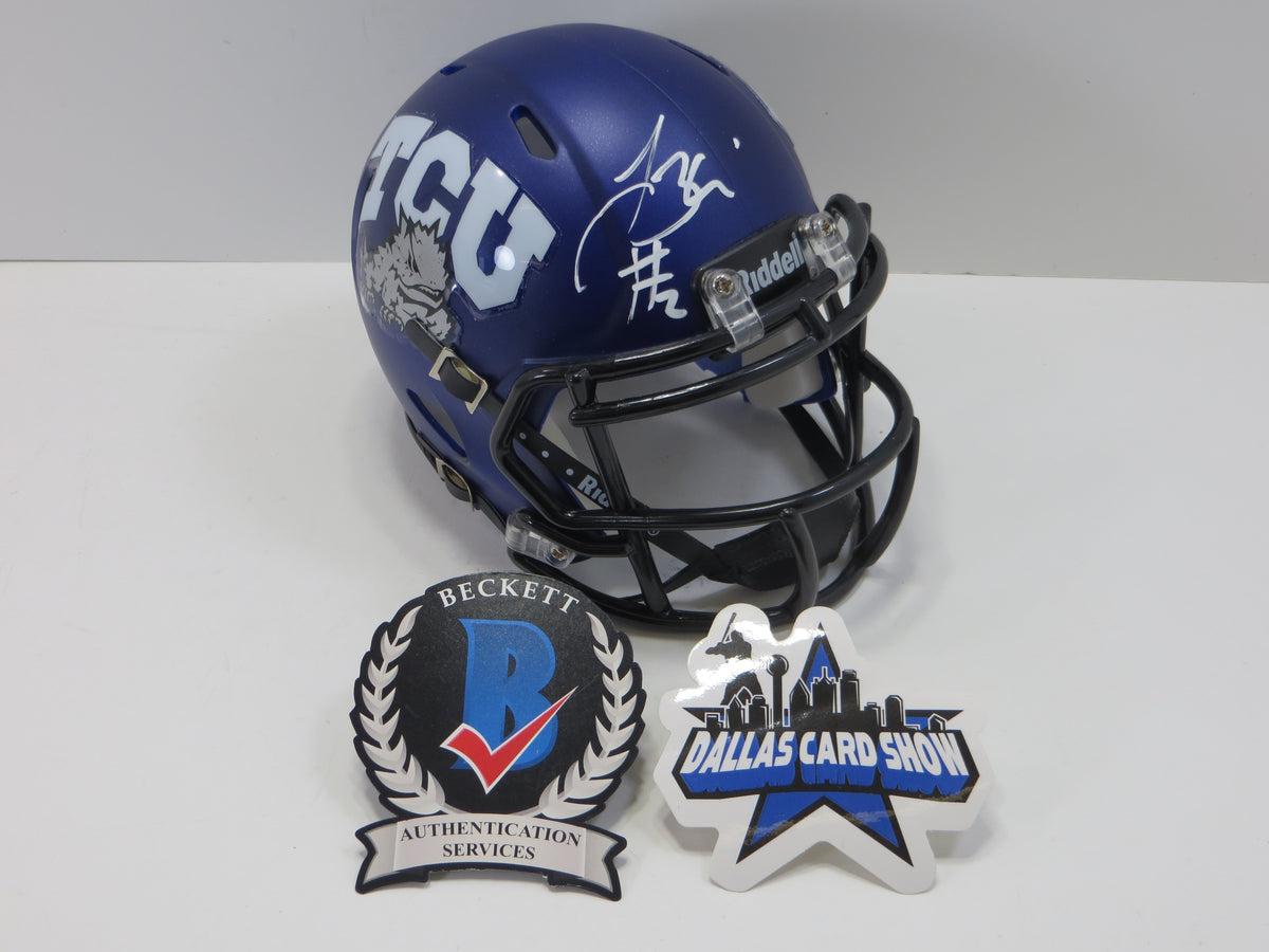 TREVONE BOYKIN TCU HORNED FROGS SIGNED Purple MINI HELMET BAS