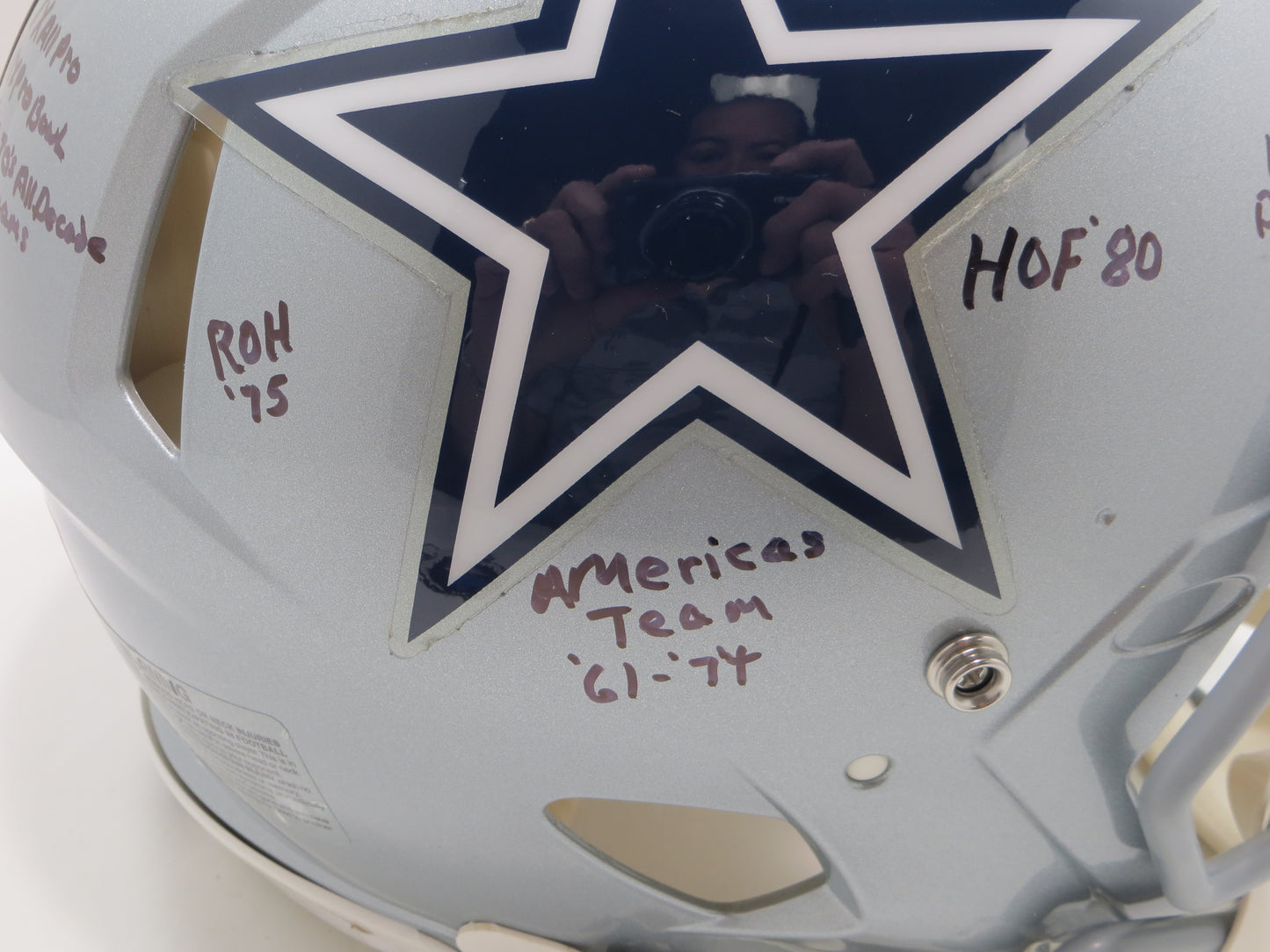 BOB LILLY SIGNED DALLAS COWBOYS RIDDELL FULL SIZE Authentic HELMET w10STATS BAS