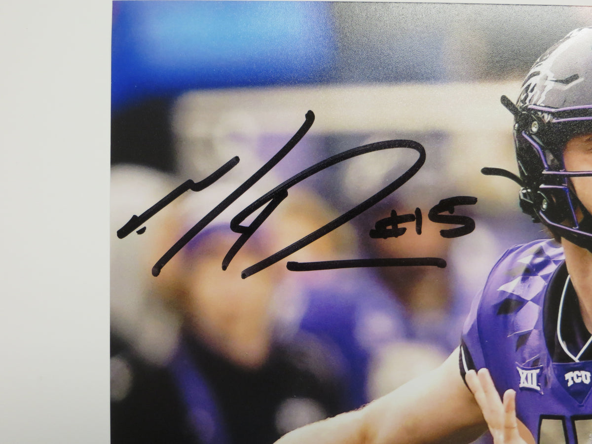 MAX DUGGAN TCU HORNED FROGS SIGNED Purple Jersey 8x10 PHOTO BAS