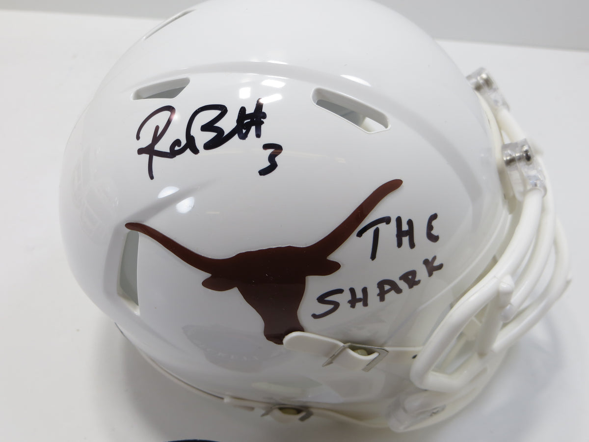 RASHEEM BILES TEXAS LONGHORNS SIGNED MINI HELMET w/THESHARK BAS