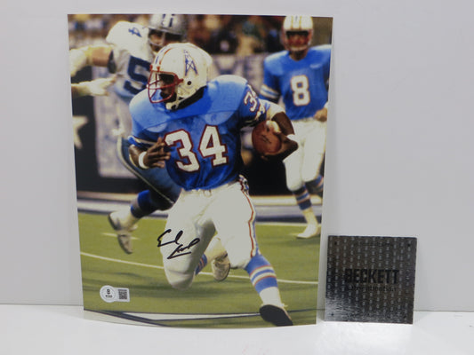 EARL CAMPBELL HOUSTON OILERS SIGNED 8x10 PHOTO LuvYaBlue BAS COA