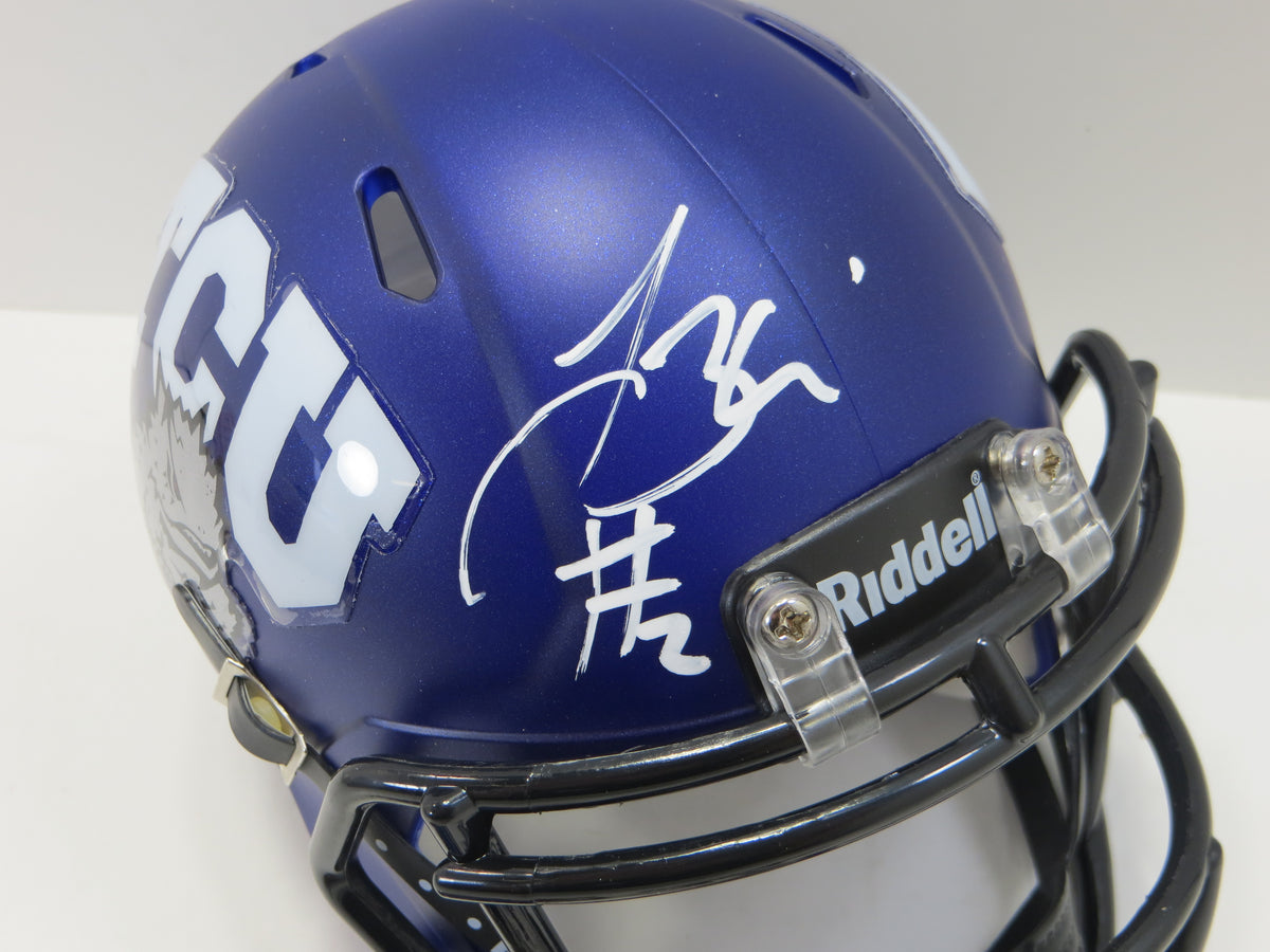 TREVONE BOYKIN TCU HORNED FROGS SIGNED Purple MINI HELMET BAS