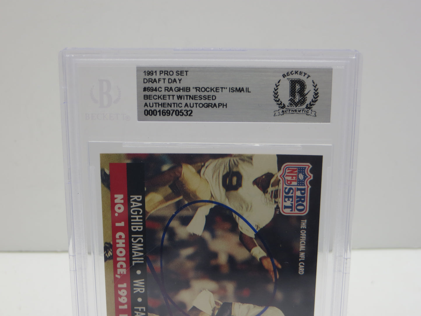 1991 PRO SET DRAFT DAY #694C RAGHIB "ROCKET" ISMAIL BGS AUTO