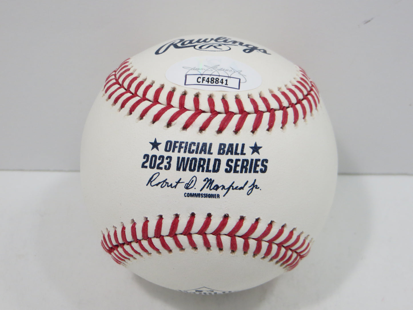 BRUCE BOCHY SIGNED Rawlings 2023 World Series BASEBALL w/INSC Texas Rangers JSA