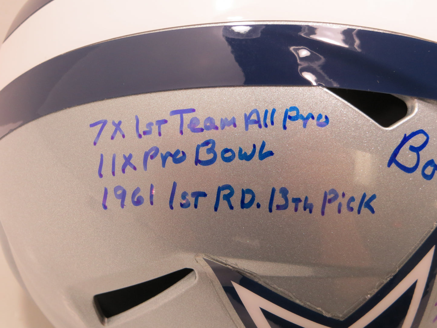 BOB LILLY SIGNED DALLAS COWBOYS RIDDELL FULL SIZE HELMET w/8 INSCs JSA COA