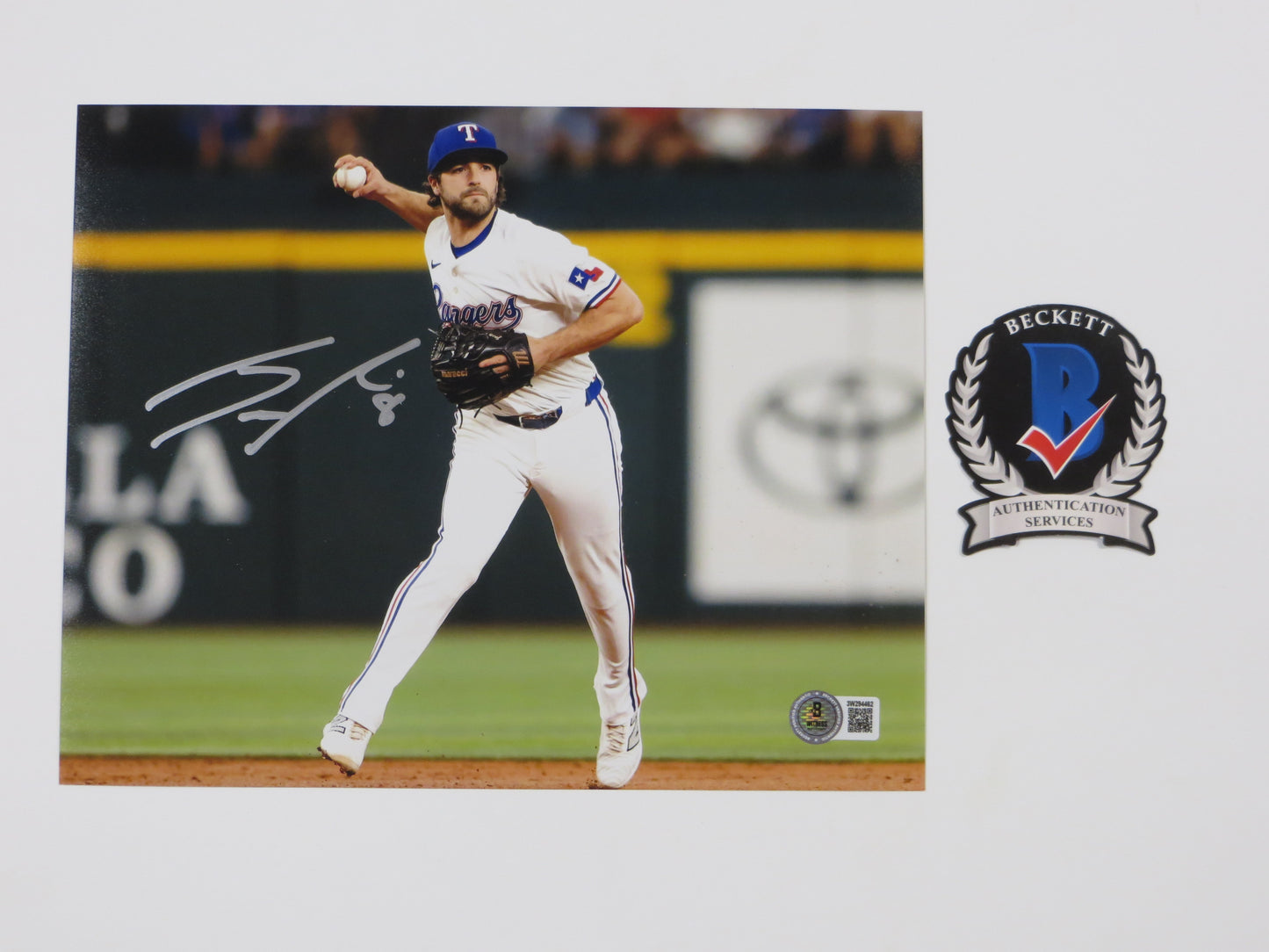 JOSH SMITH TEXAS RANGERS SIGNED 8x10 PHOTO Globe Life Field FIELDING BAS COA