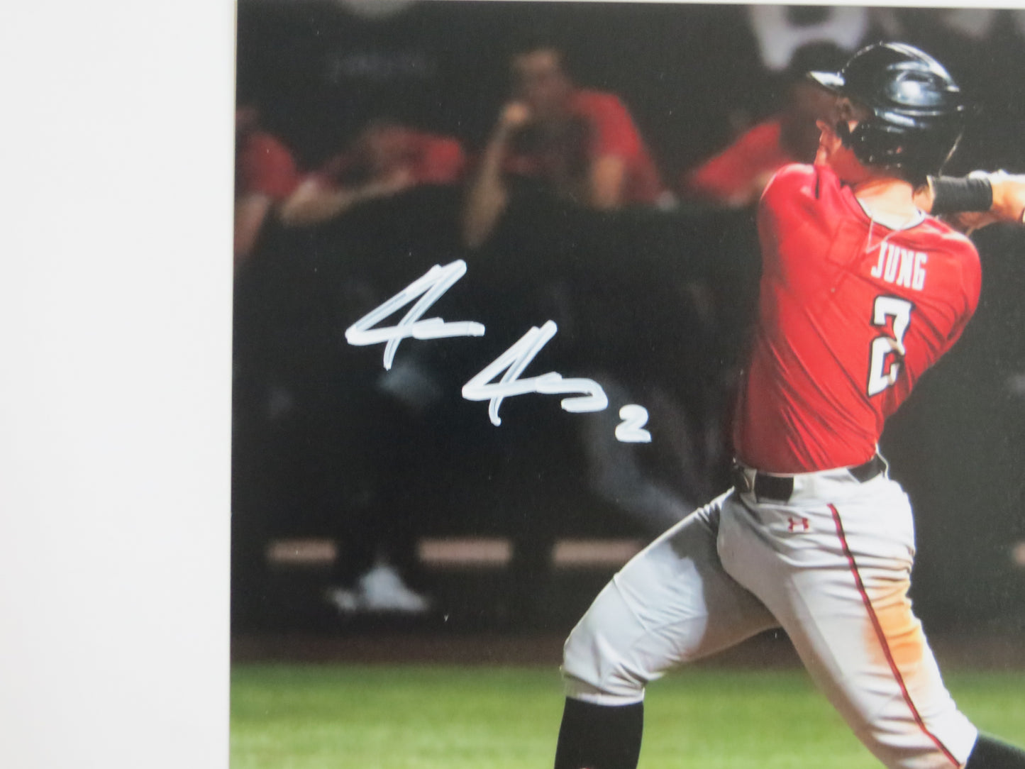 JACE JUNG TEXAS TECH RED RAIDERS SIGNED Red Jersey 8x10 Tigers BAS