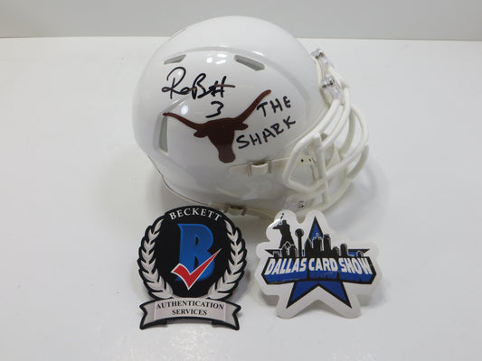 RASHEEM BILES TEXAS LONGHORNS SIGNED MINI HELMET w/THESHARK BAS