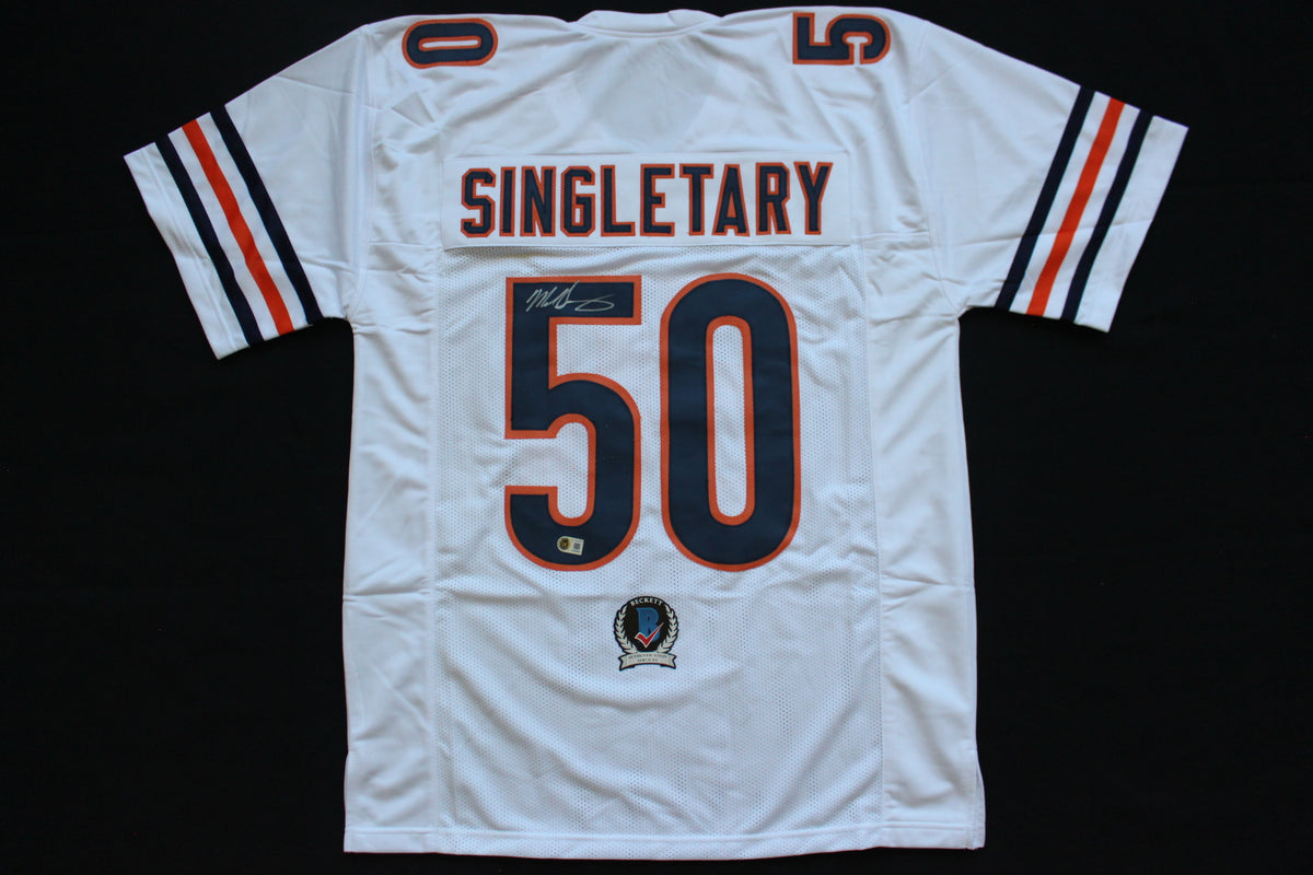 MIKE SINGLETARY CHICAGO BEARS SIGNED WHITE JERSEY Baylor Bears BAS COA