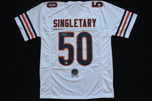MIKE SINGLETARY CHICAGO BEARS SIGNED WHITE JERSEY Baylor Bears BAS COA