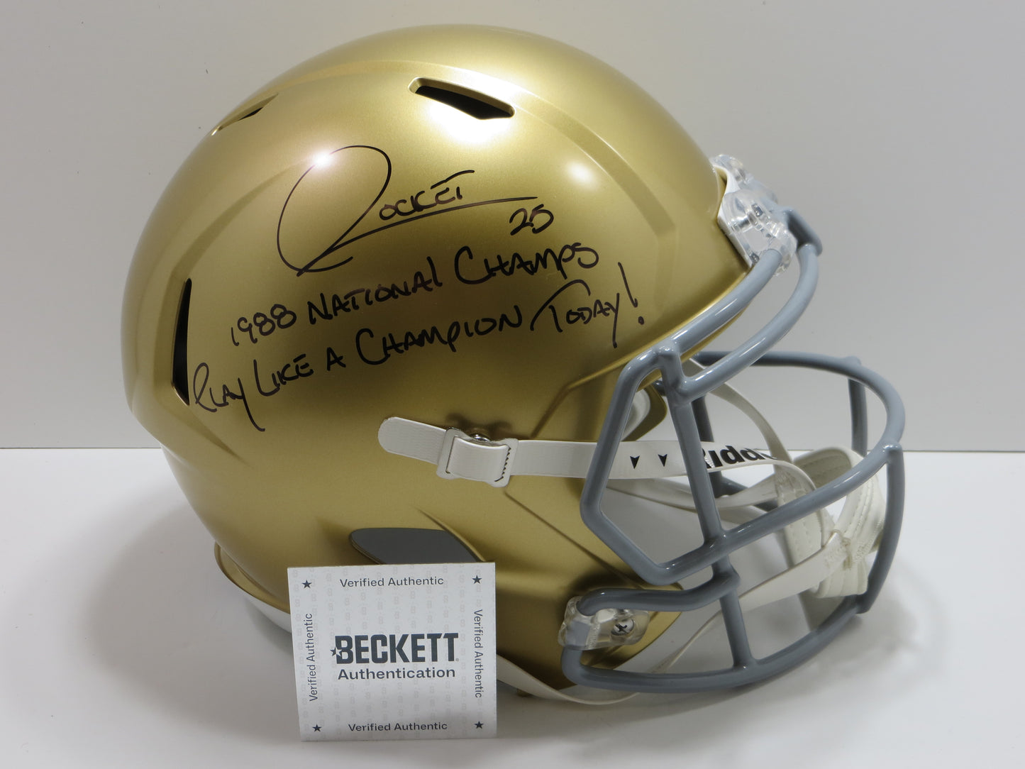 RAGHIB ROCKET ISMAIL SIGNED NOTRE DAME FULL SIZE HELMET w/2INSC BAS COA