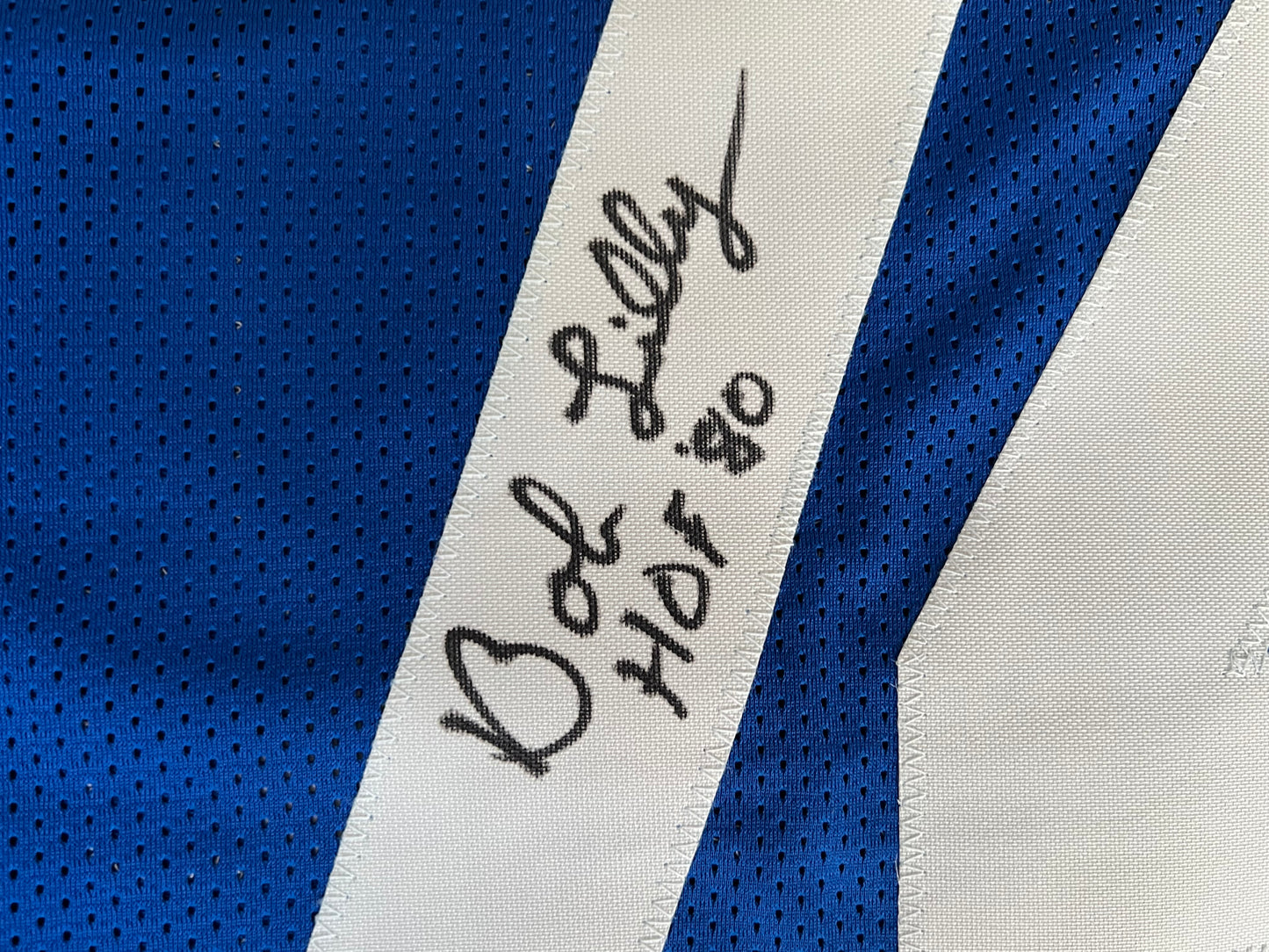 BOB LILLY SIGNED BLUE JERSEY Size M Dallas Cowboys w/HOF 80 BAS COA
