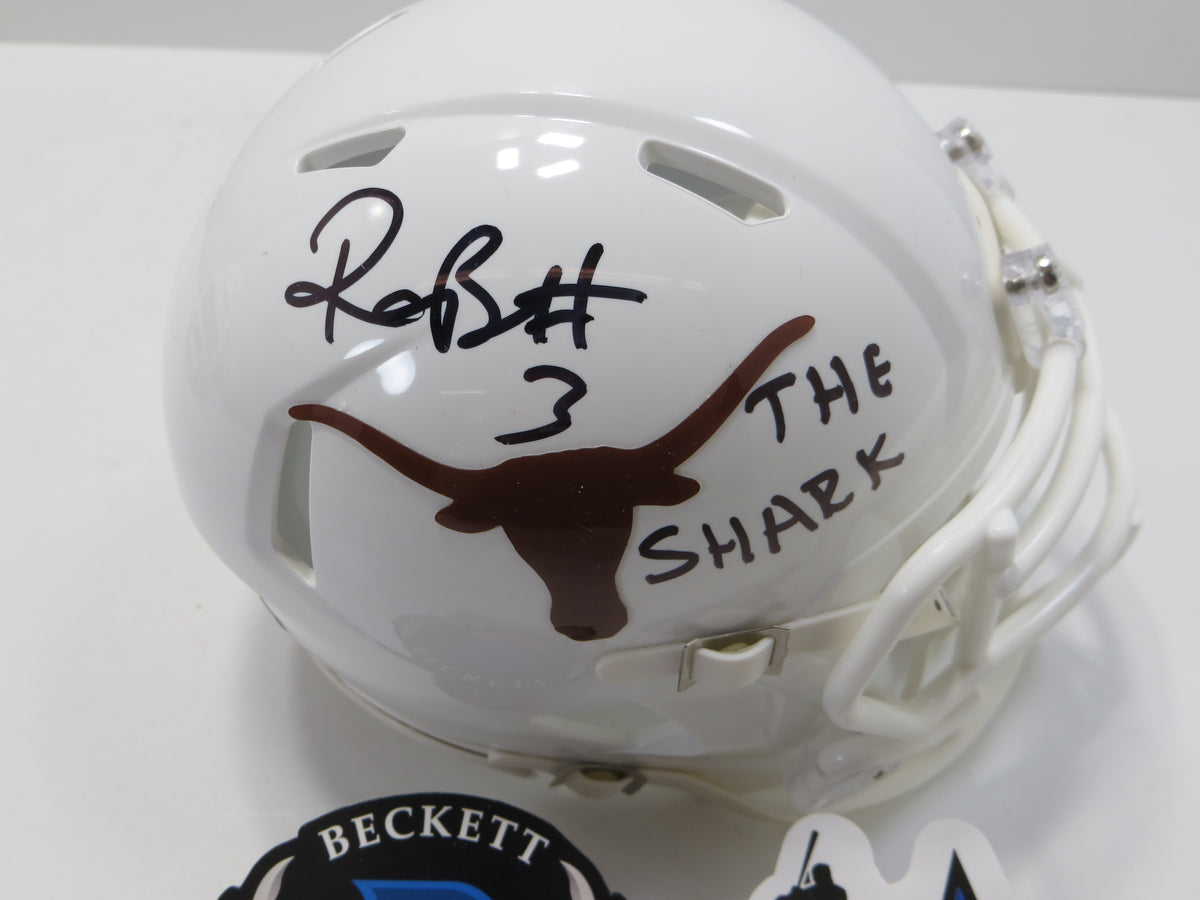 RASHEEM BILES TEXAS LONGHORNS SIGNED MINI HELMET w/THESHARK BAS