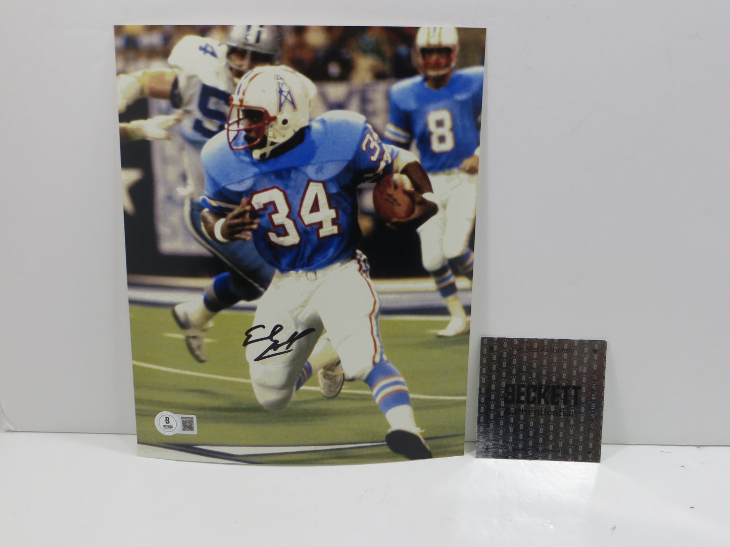 EARL CAMPBELL HOUSTON OILERS SIGNED 8x10 PHOTO LuvYaBlue BAS COA