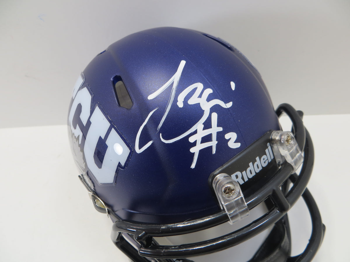 TREVONE BOYKIN TCU HORNED FROGS SIGNED Purple MINI HELMET BAS