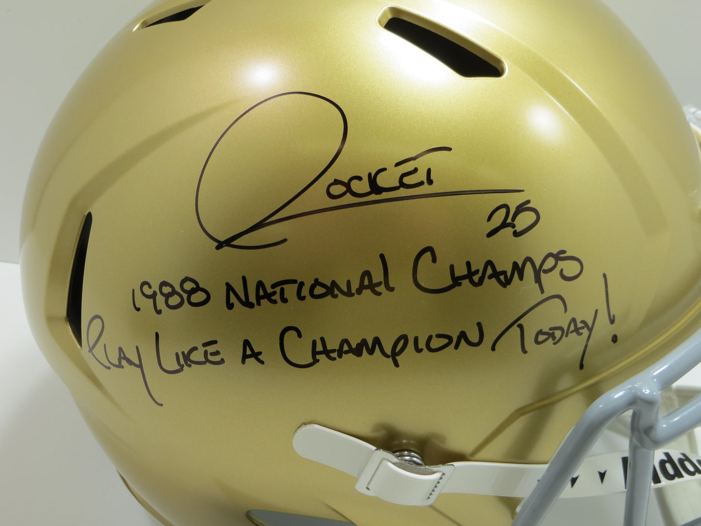 RAGHIB ROCKET ISMAIL SIGNED NOTRE DAME FULL SIZE HELMET w/2INSC BAS COA