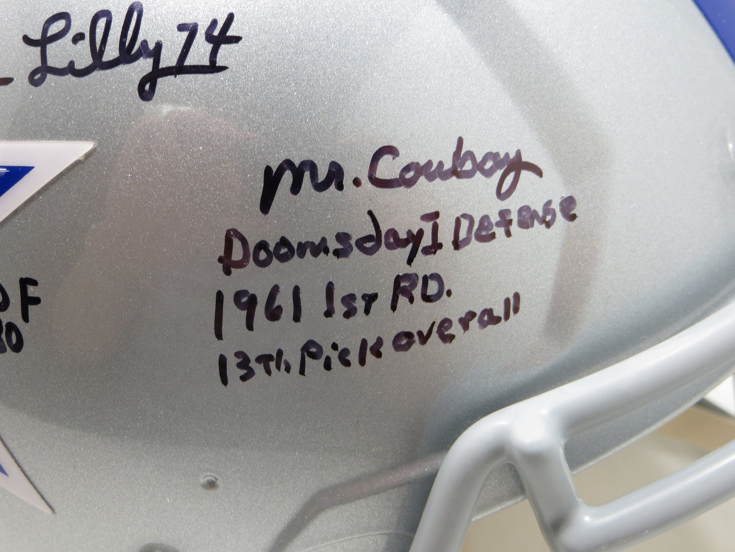 BOB LILLY SIGNED DALLAS COWBOYS RIDDELL Authentic Throwback HELMET w10STATS BAS