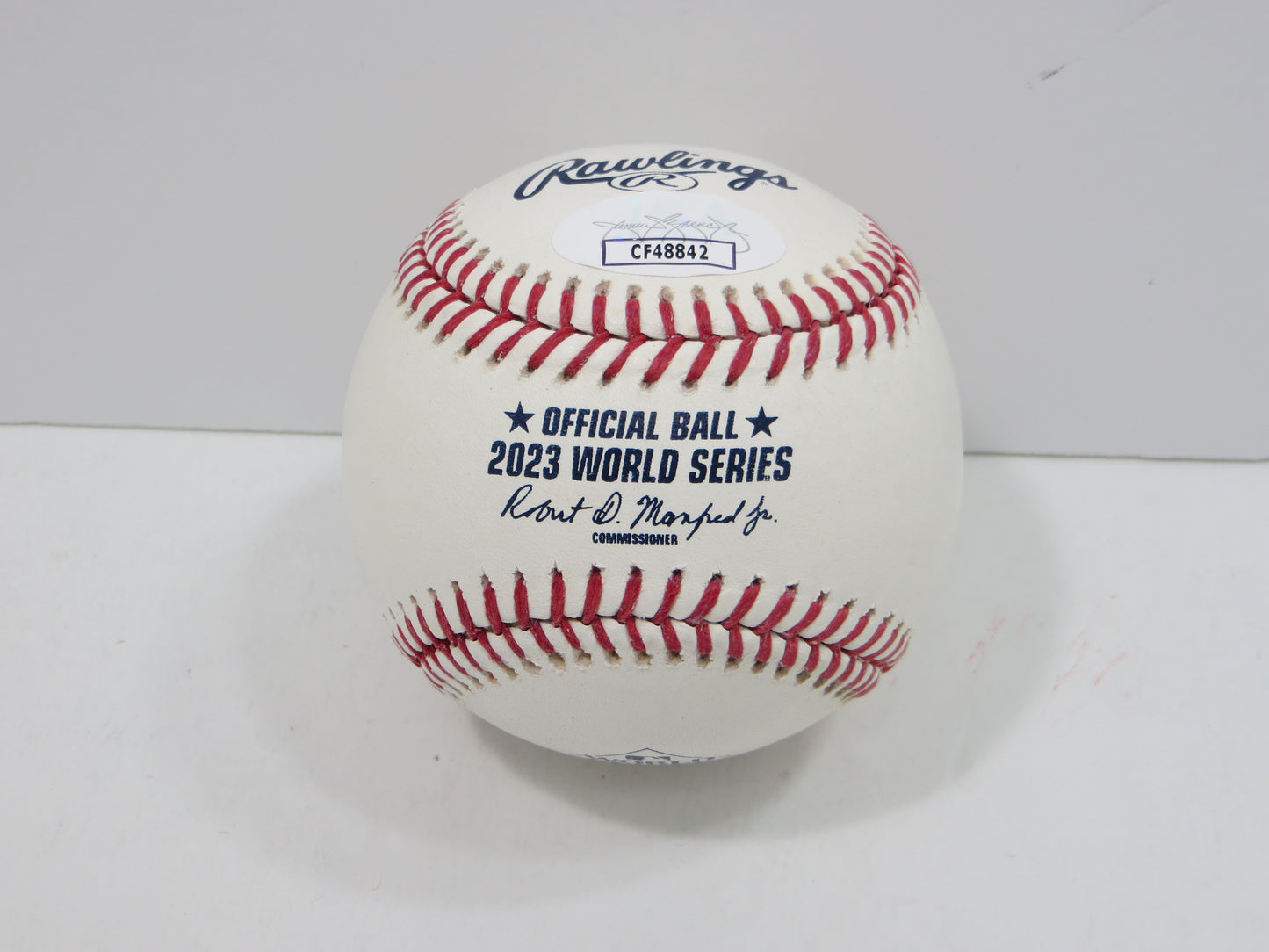 BRUCE BOCHY SIGNED Rawlings 2023 World Series BASEBALL w/INSC Texas Rangers JSA