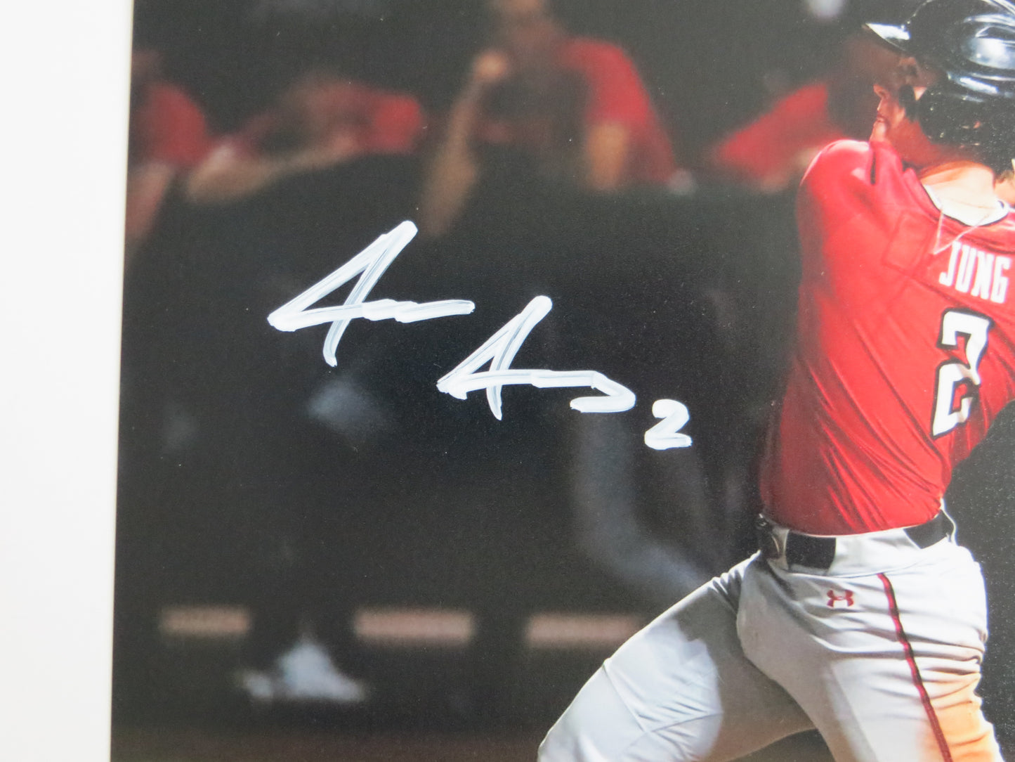 JACE JUNG TEXAS TECH RED RAIDERS SIGNED Red Jersey 8x10 Tigers BAS