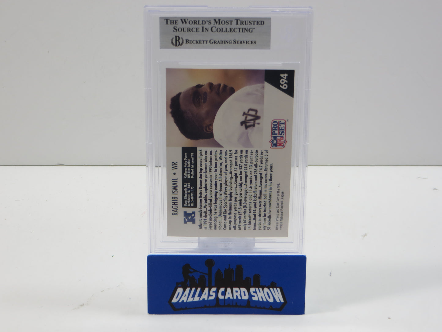 1991 PRO SET DRAFT DAY #694C RAGHIB "ROCKET" ISMAIL BGS AUTO