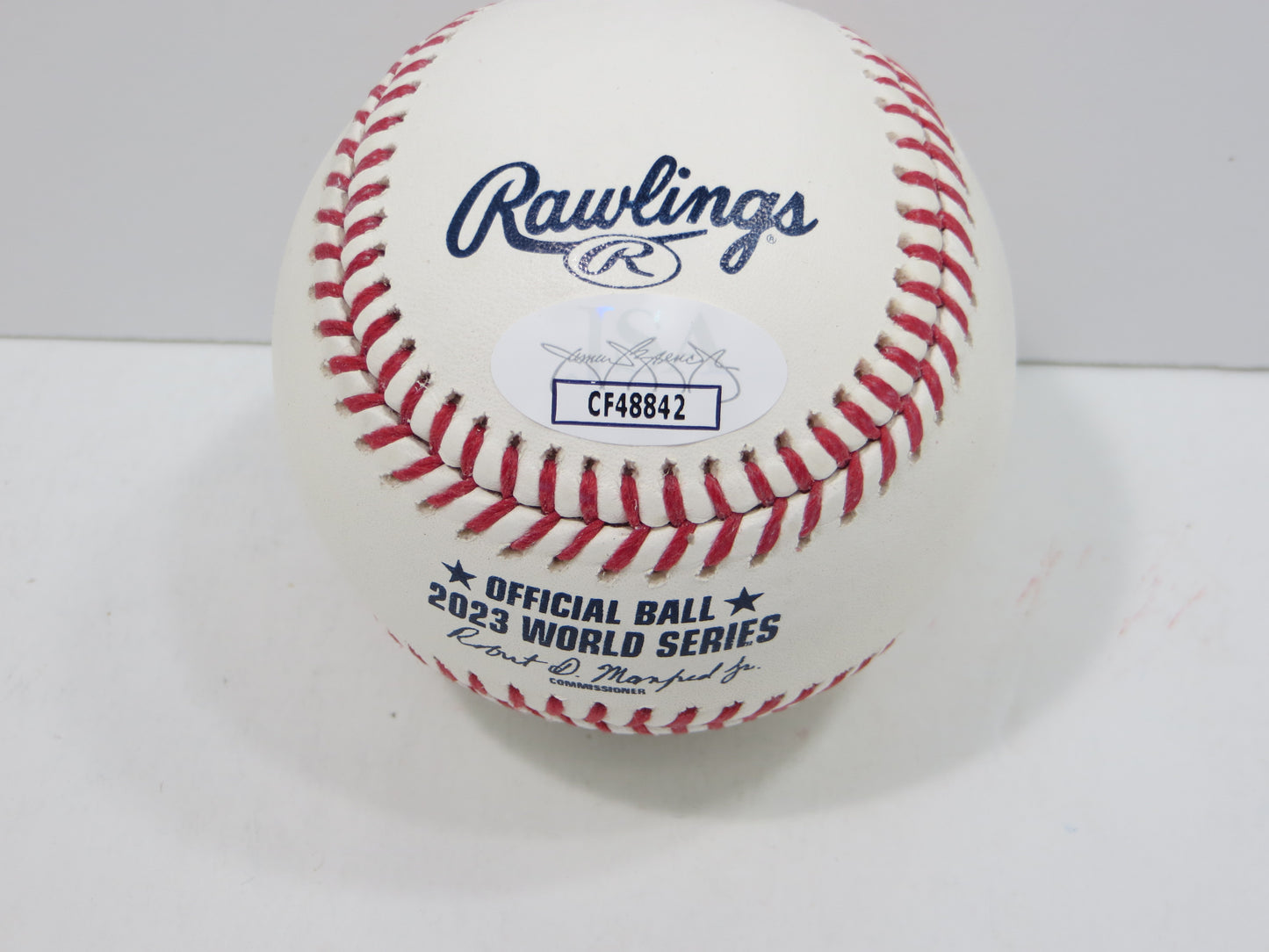 BRUCE BOCHY SIGNED Rawlings 2023 World Series BASEBALL w/INSC Texas Rangers JSA