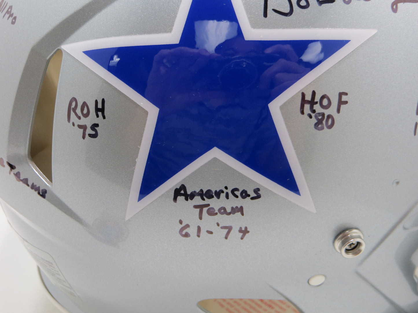 BOB LILLY SIGNED DALLAS COWBOYS RIDDELL Authentic Throwback HELMET w10STATS BAS