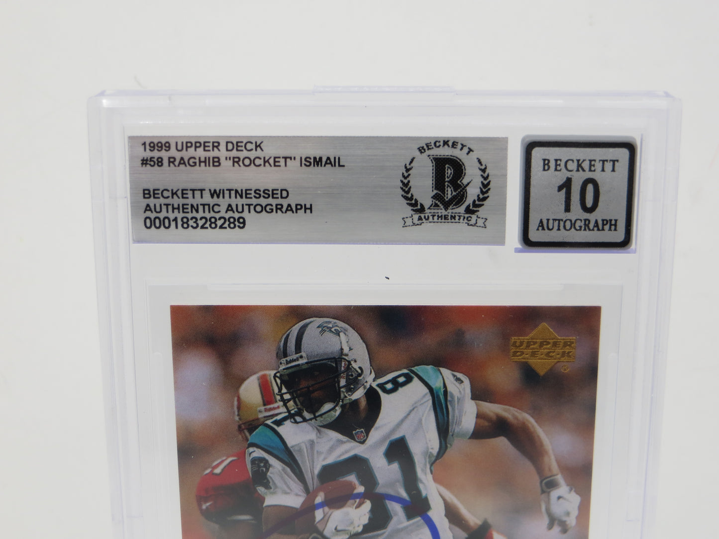 1999 Upper Deck #58 ROCKET ISMAIL SIGNED Carolina Panthers BGS BAS 10 Auto