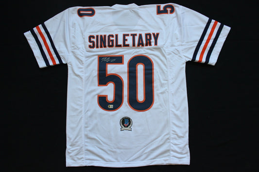 MIKE SINGLETARY CHICAGO BEARS SIGNED WHITE JERSEY Baylor Bears BAS COA