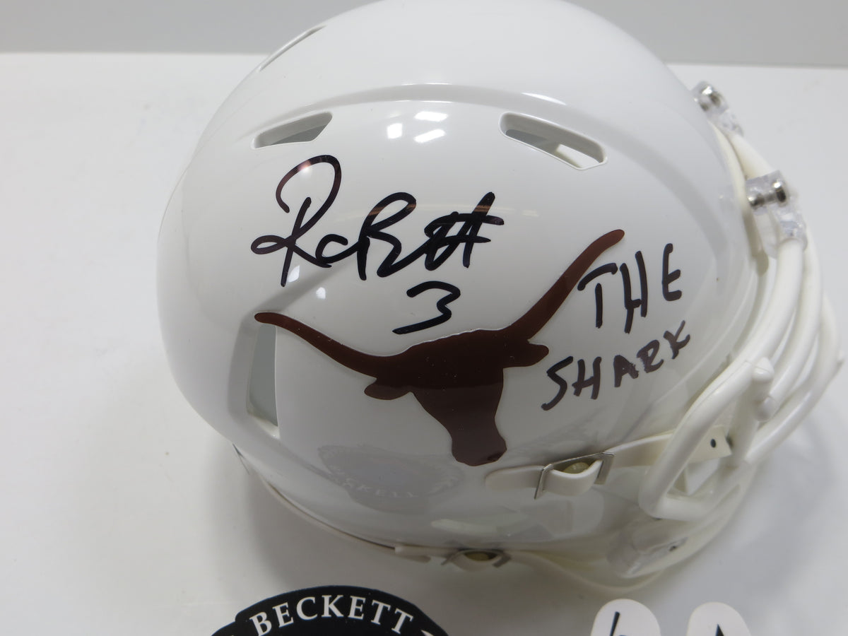RASHEEM BILES TEXAS LONGHORNS SIGNED MINI HELMET w/THESHARK BAS