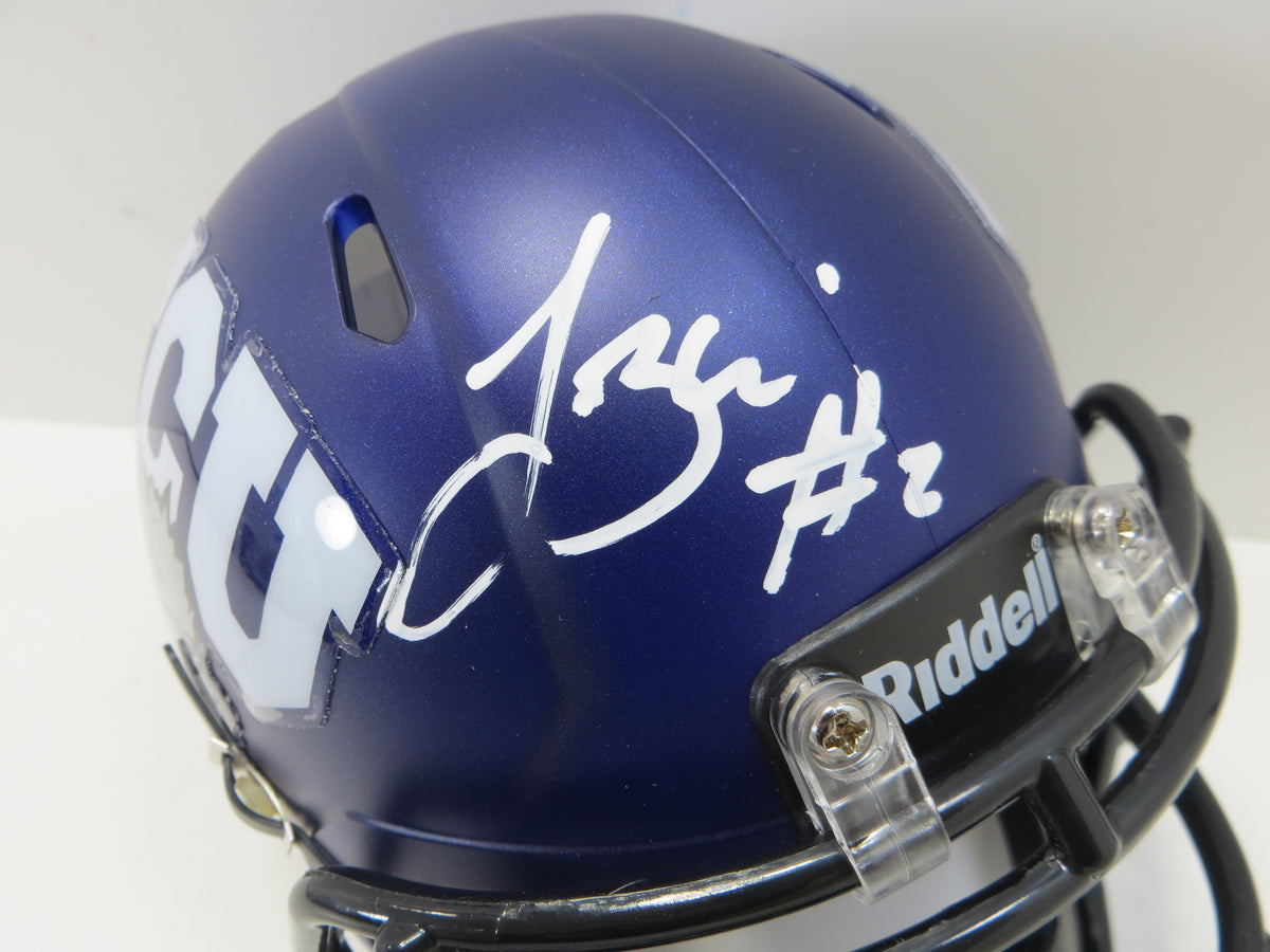TREVONE BOYKIN TCU HORNED FROGS SIGNED Purple MINI HELMET BAS