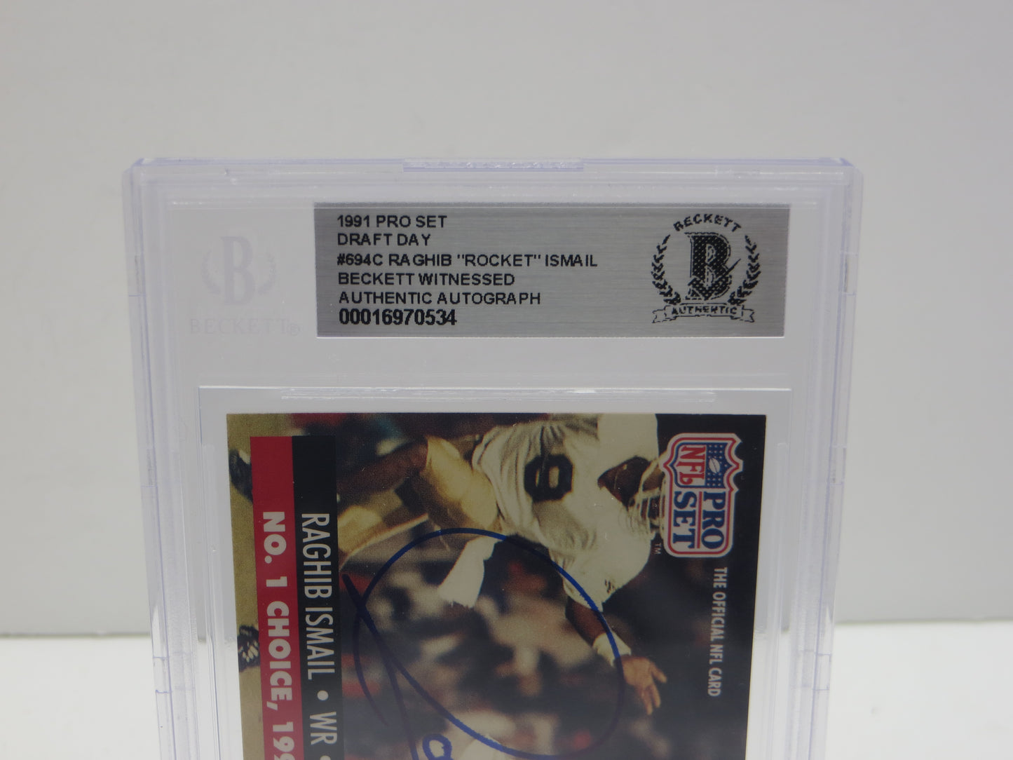 1991 PRO SET DRAFT DAY #694C RAGHIB "ROCKET" ISMAIL BGS AUTO