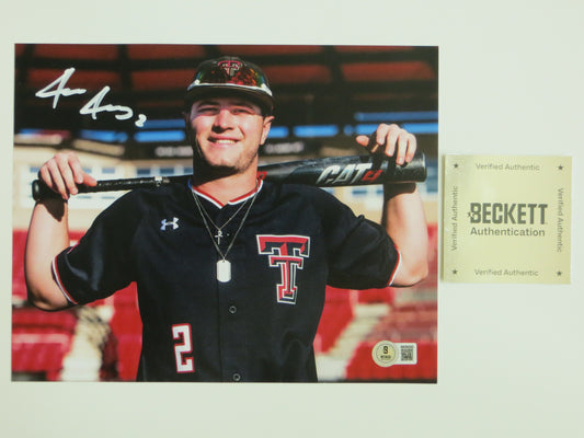 JACE JUNG TEXAS TECH RED RAIDERS SIGNED 8x10 PHOTO 1st Round Pick Tigers BAS