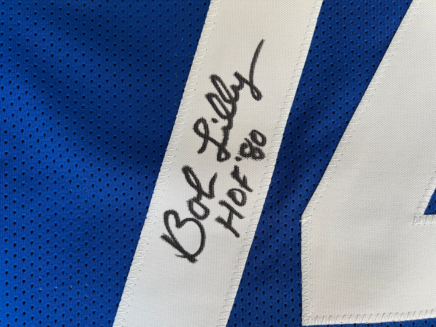 BOB LILLY SIGNED BLUE JERSEY Size M Dallas Cowboys w/HOF 80 BAS COA