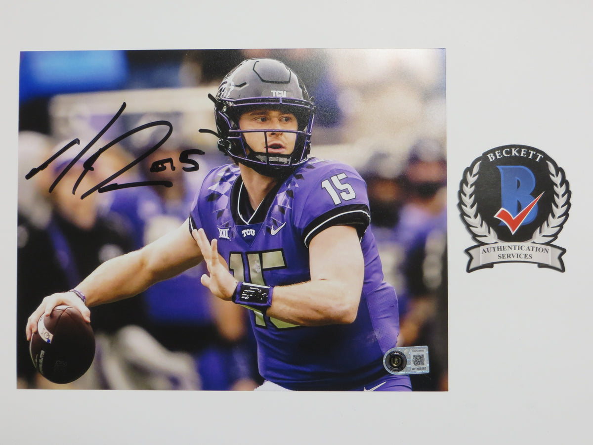 MAX DUGGAN TCU HORNED FROGS SIGNED Purple Jersey 8x10 PHOTO BAS