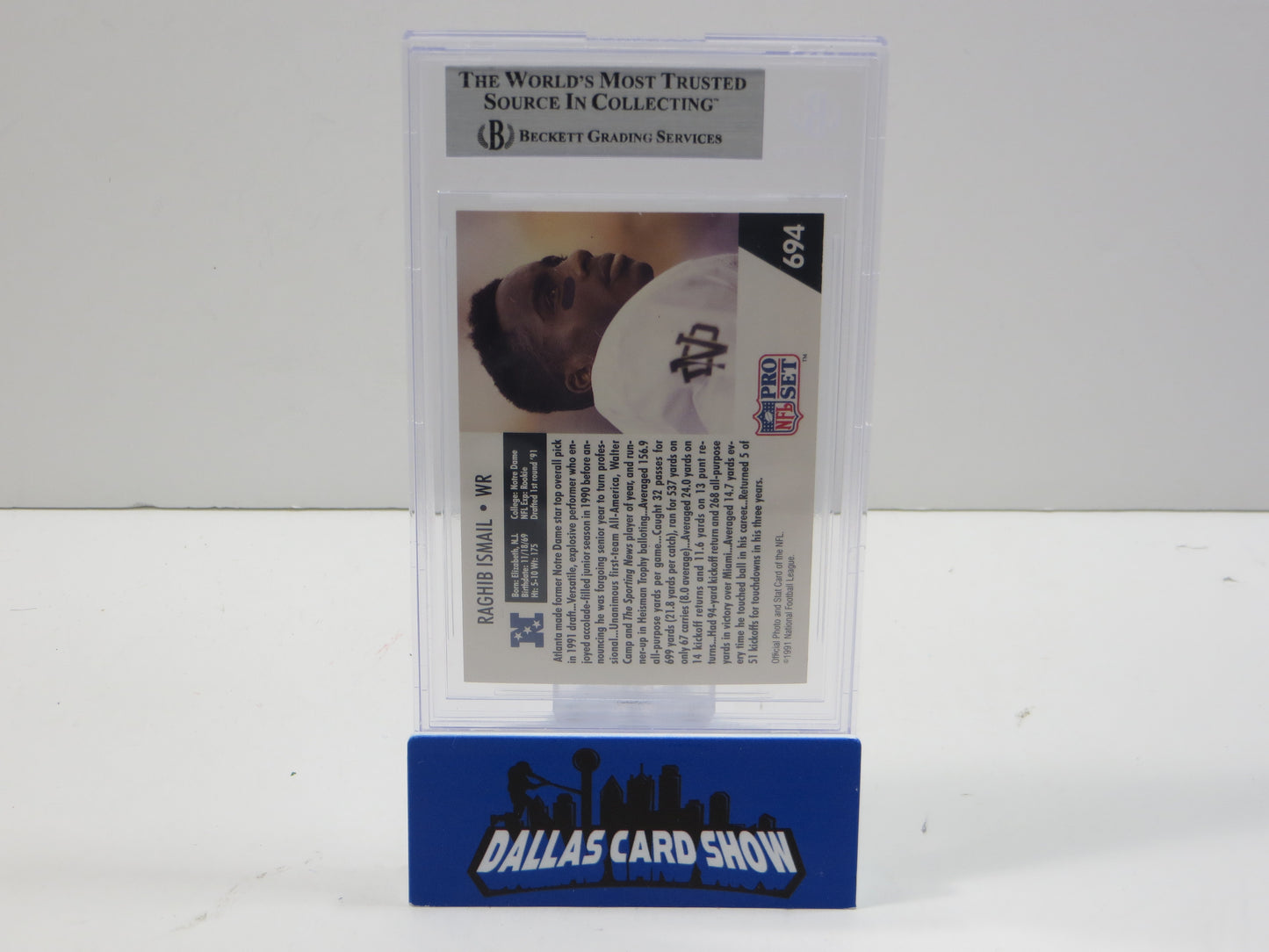 1991 PRO SET DRAFT DAY #694C RAGHIB "ROCKET" ISMAIL BGS AUTO