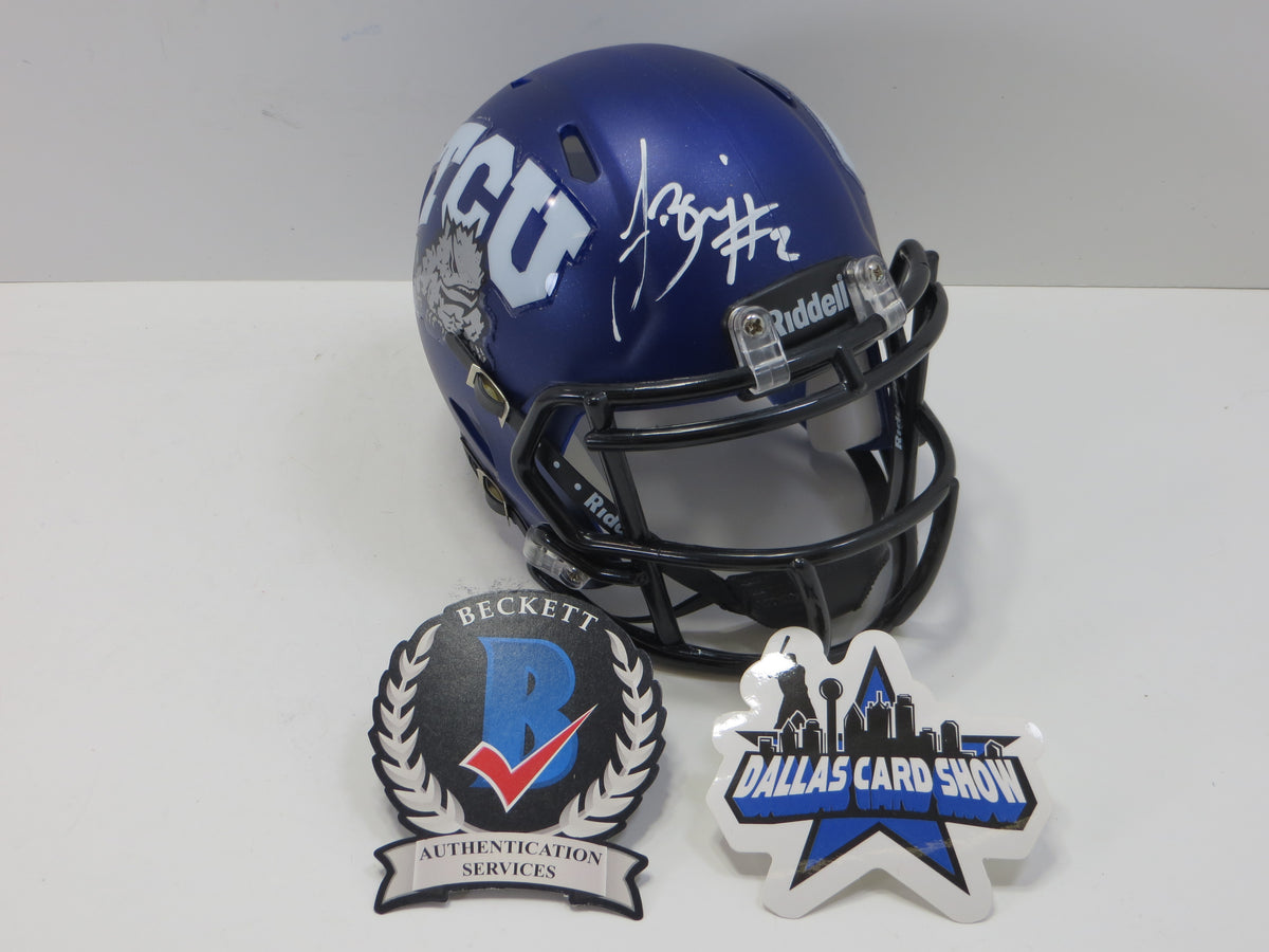 TREVONE BOYKIN TCU HORNED FROGS SIGNED Purple MINI HELMET BAS