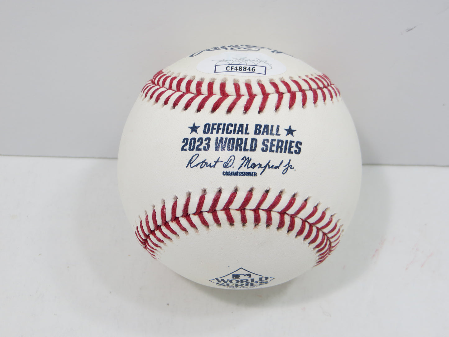 BRUCE BOCHY SIGNED Rawlings 2023 World Series BASEBALL w/INSC Texas Rangers JSA