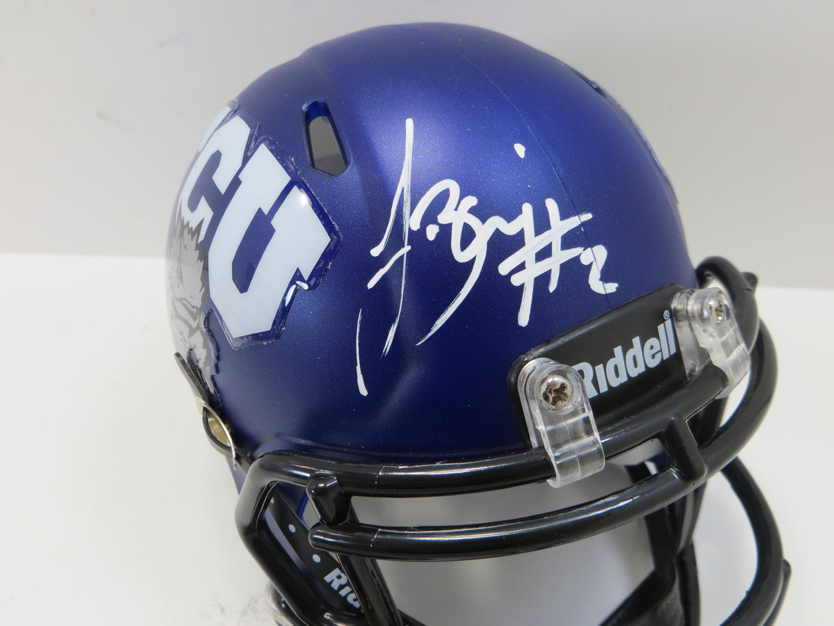 TREVONE BOYKIN TCU HORNED FROGS SIGNED Purple MINI HELMET BAS